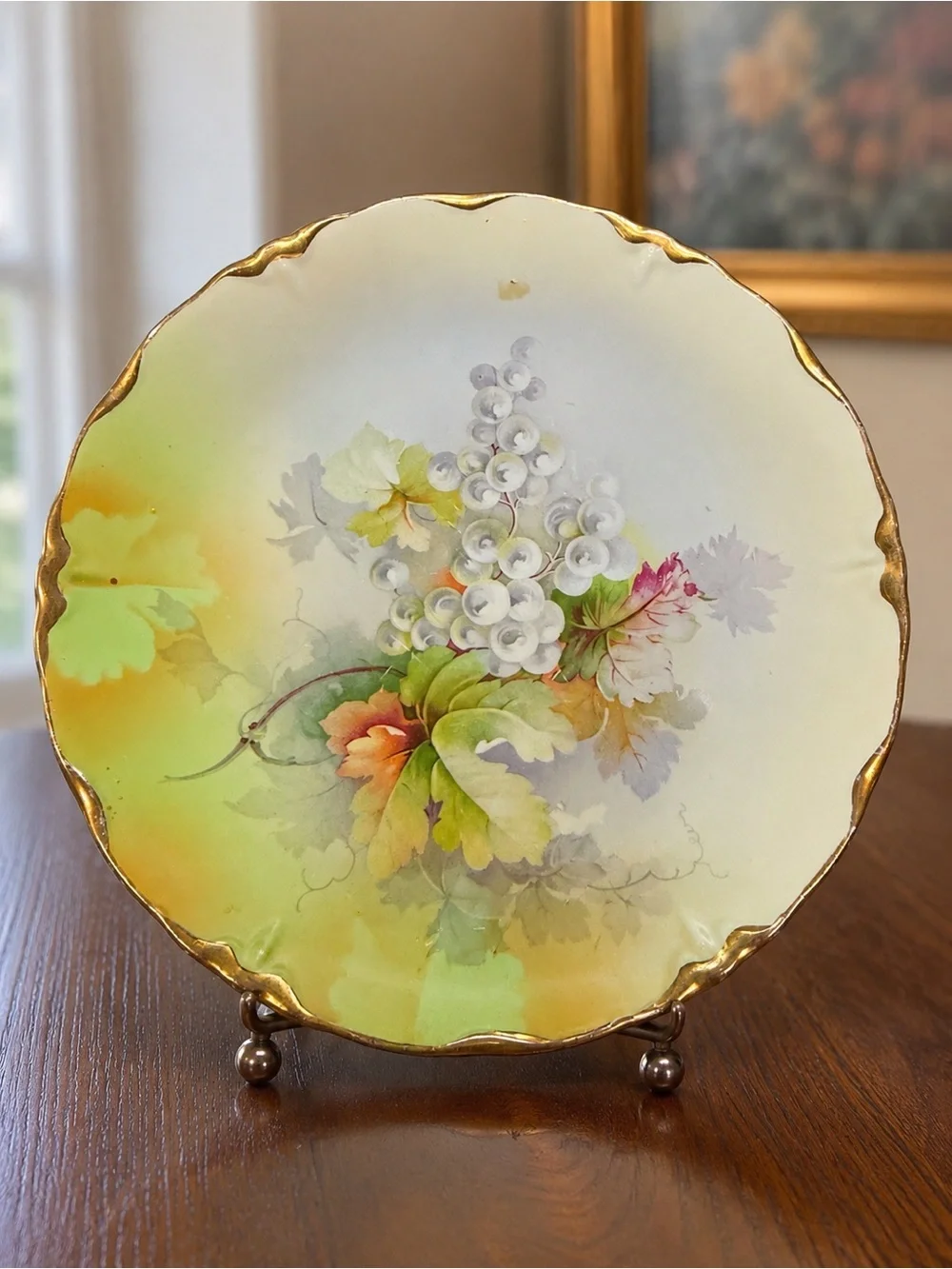 Antique Stinthal China 2094 Grape Plates Set of 6 Gold Trim Crooksville Ohio
